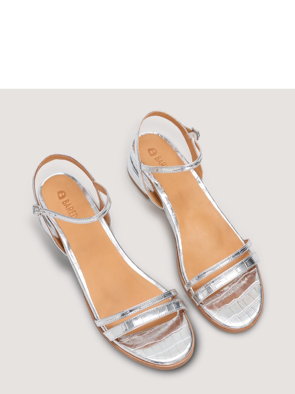 Bared Emberiza Silver Croc Embossed Leather